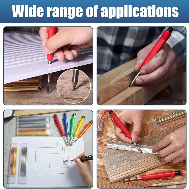 Built-In Sharpener for Deep Hole Mechanical Pencil Scribing Marking Woodworking Tool